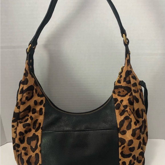 Aimee Kestenberg Black Leather Hobo Leopard Print Bag Purse -No B.S.. - Picture 10 of 13